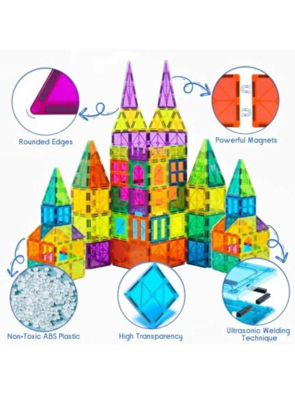Magnetic Building Tiles Set 130PCS with Cars | 3D STEM Toys for Kids 3-9+ | Gift